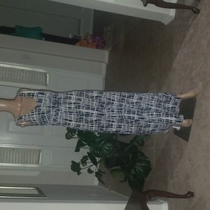 Ann Taylor xs sleeveless maxi dress squiggle pattern stretchy slinky